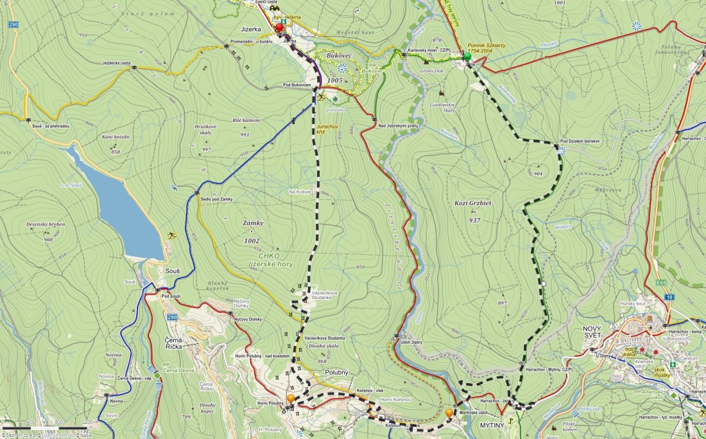 Trasa Rowerowego Rajdu Retro (źródło: Mapy.cz)